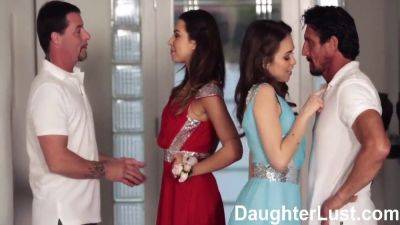 Stepfather trades virgin stepdaughters on prom night for a hot taboo sex - sexu.com