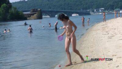 Bombastic young nudist babes sunbathe nude at the beach - hclips.com