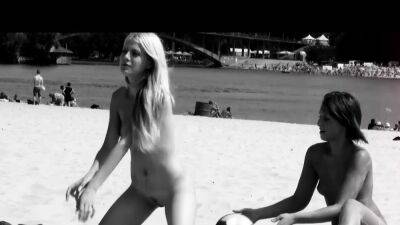 Dashing young nudist chicks have fun at the beach - drtuber.com
