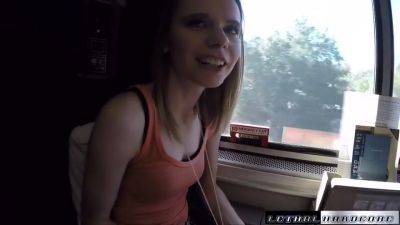 Young Russian Flattie Fucks In The Train With Strang - hclips.com - Russia